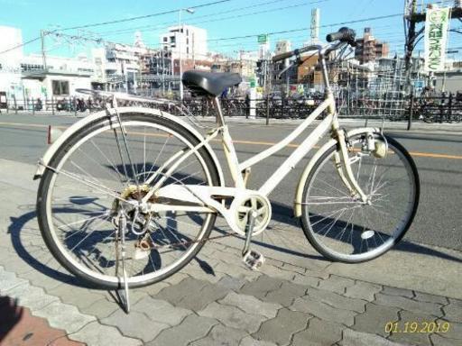 ♪ジモティー特価♪街をすいすいシマノ外装6段変速付き２６型中古自転車　新大阪サイクルキッズ