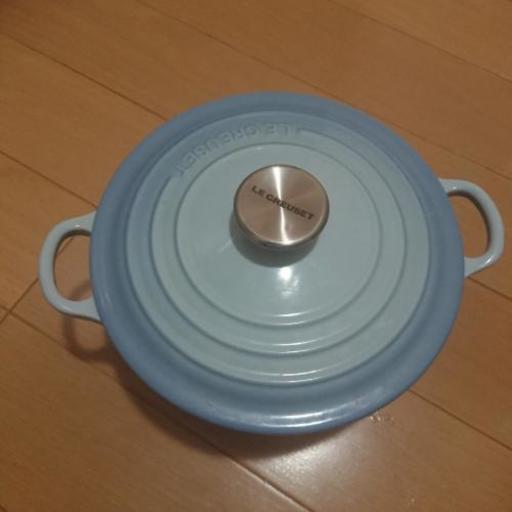 ルクルーゼ お鍋 ホーロー マリンブルー 中古品 20cm