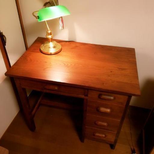 天然木 楢材 アンティーク 学習机 - テーブル