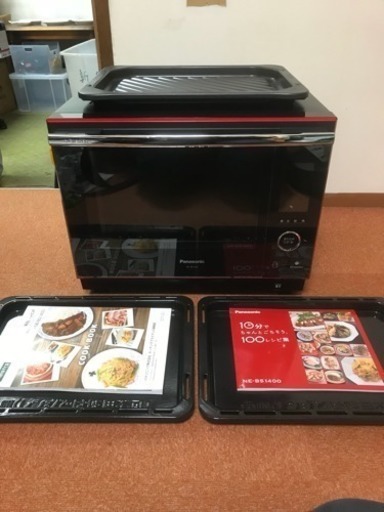 一人暮らし半年使用 2018年 パナソニック Panasonic NE-BS1400-RK スチームオーブンレンジ Bistro ルージュブラック 角皿未使用？