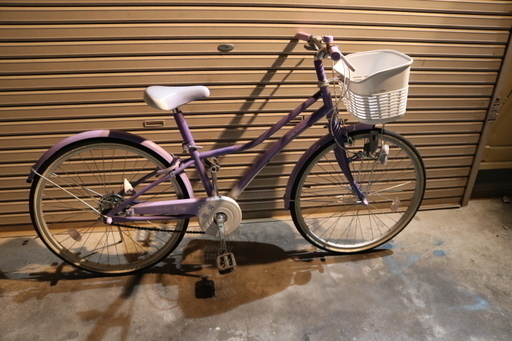 女の子用24インチかわいい自転車中古ですがとても綺麗薄いパープル上物
