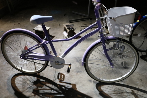 女の子用24インチかわいい自転車中古ですがとても綺麗薄いパープル上物
