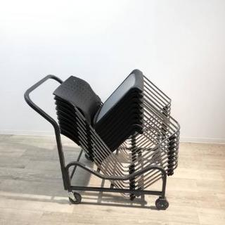 【川崎】美品/KOKUYO/コクヨ スタッキングチェア9脚セットCK-865＋台車/23万/黒/オフィス椅子/省スペース