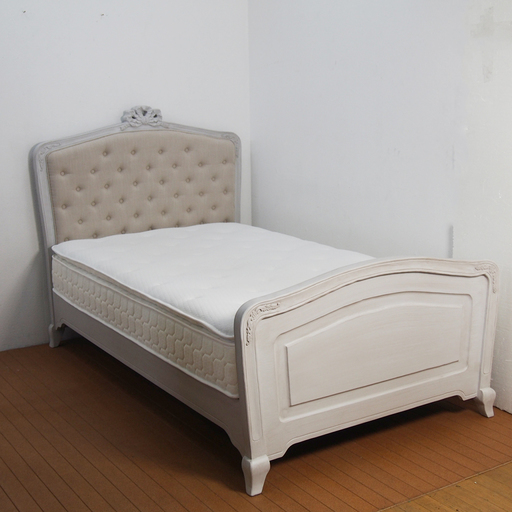 【美品】新品11万 クラシカル木製デザインベッド セミダブル ポケットコイルマットレス付(JA43)