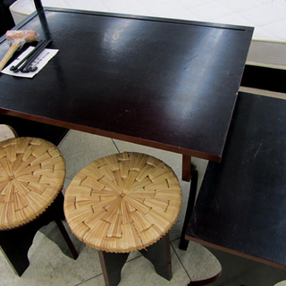 茶道具 野点傘 屋外用傘立＆表用 点茶盤 伴東机 円椅