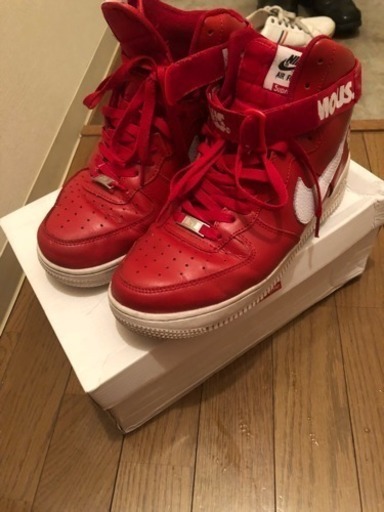 【美品】【超激安】28cmNIKE×SUPREME エアフォース1 ハイカットスニーカー赤