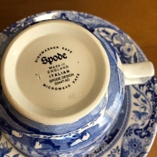 Spode ホワイトイタリアン 大皿とカップソーサーお皿の5客セット