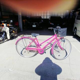 中古自転車 27インチ ピンク色