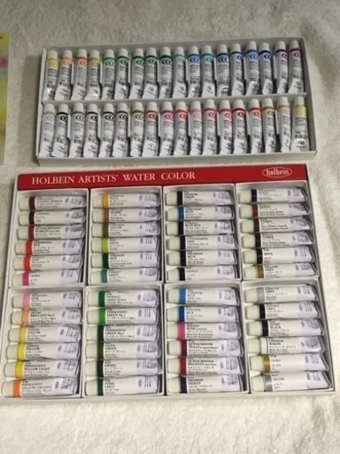 中古品  ホルベイン48色 クサカベ36色 透明水彩セット
