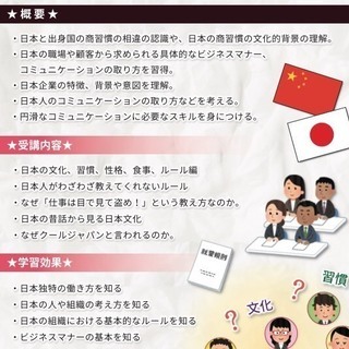 【大好評につき第二回開催！！参加費無料】日本で働くためのビジネス基礎研修【日本で勉強・生活されている中国人方へ】の画像