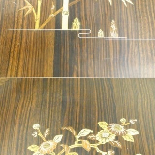 最高級 黒檀 唐木 象嵌 模様 ダイニングセット 5人用 テーブル/椅子5脚セット　/SR2 