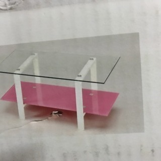 ガラステーブル ピンク