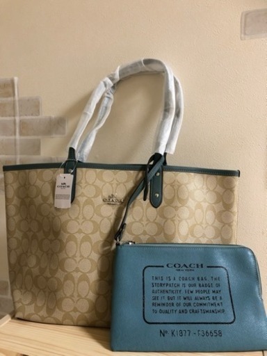 【新品未使用】正規品！高級！コーチ　COACH トートバッグ レディース シグネチャー ポーチ付 送料無料