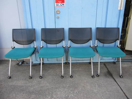 会議用チェア　4台セット　ミーティングチェア　イス　事務椅子