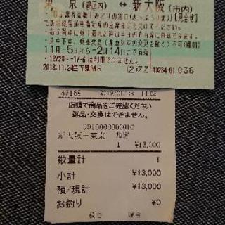新大阪～東京 (新幹線指定席特急券)