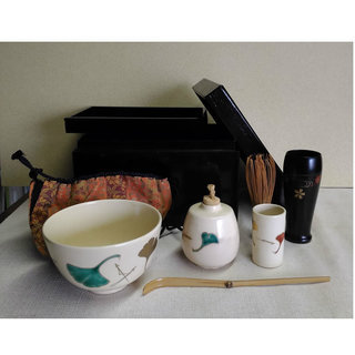 茶道具セット⑩ 茶箱 漆塗 野点 茶箱セット a220