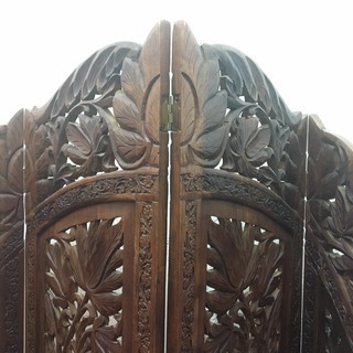 シーシャムウッド 象嵌彫刻 衝立 パーテーション インディアンローズ