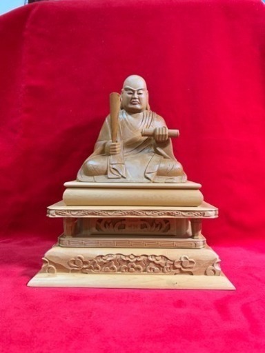 大サイズ 特割  柘植 細密無垢彫り日蓮大聖人坐像 手彫り 木彫り 処分価格から値引き交渉