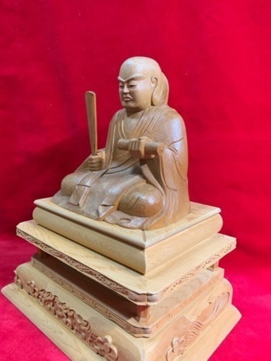 大サイズ 特割 柘植 細密無垢彫り日蓮大聖人坐像 手彫り 木彫り 処分