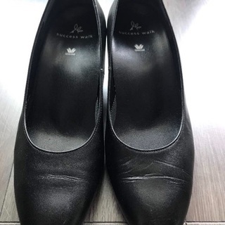 Wacoalワコール サクセスウォーク】アーモンドトゥ パンプス 22.5E 黒