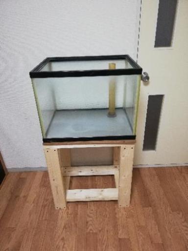 【配達可能】6045水槽　オーバーフロー加工　水槽台付