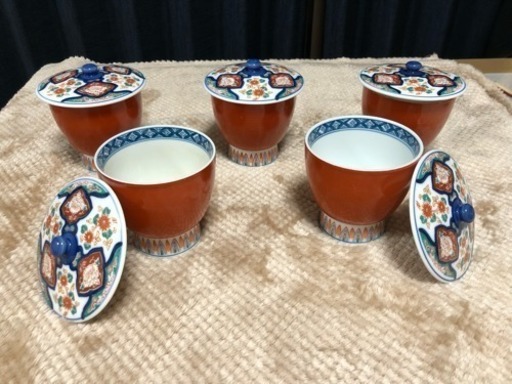 ステキな蓋つき湯のみ5客セット