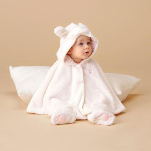 新品未使用 ミキハウス 白 うさぎ ファーマント 新生児～
