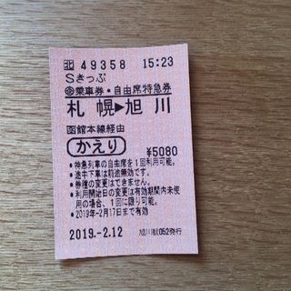 2/17期限 JR 札幌→旭川片道切符