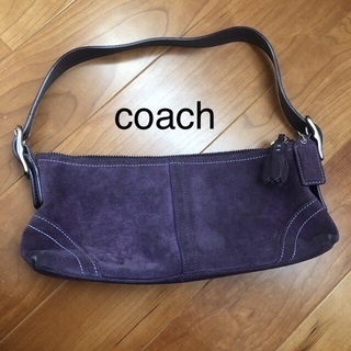 コーチ COACH ハンドバッグ スエード 皮 革 紫