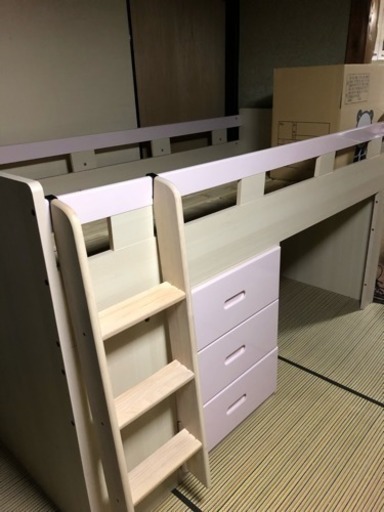 商談中 美品  ロフトベッド  棚、引き出し付き