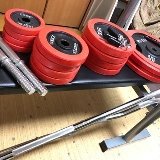 バーベル70kg ezバー ベンチ 可変ダンベル 握力グリップ フルセット