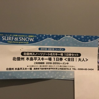 木島平スキー場1日リフト券1枚