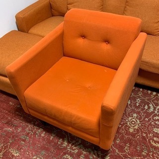 【超美品】おしゃれな3人がけソファー ファブリック オレンジ