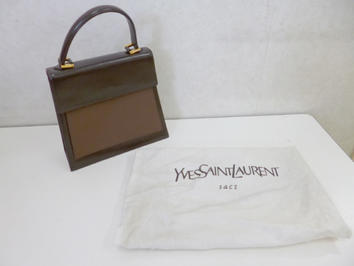 YVES SAINT LAURENT/イヴ サンローラン ハンドバッグ 牛革 ブラウン系 保存袋付き YSL  ☆ PayPay(ペイペイ)決済可能 ☆ 札幌市 清田区 平岡