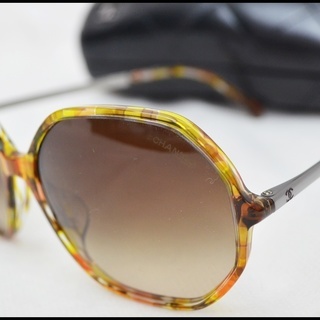 未使用 シャネル サングラス 5345-A レディース CC ココマーク グラデーション マーブル オクタゴン 茶 CHANEL