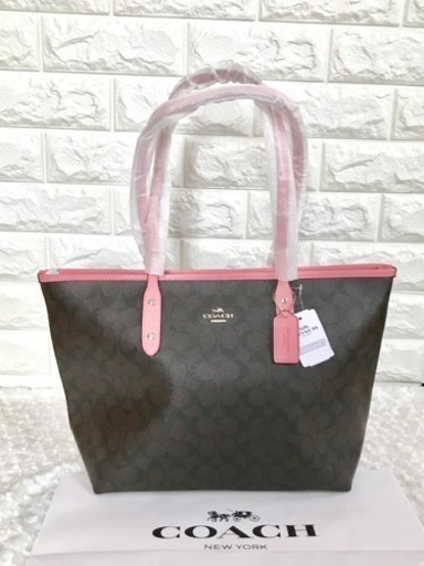 【COACH コーチ】新品♡ シグネチャー トート ブラウン × ベビーピンク