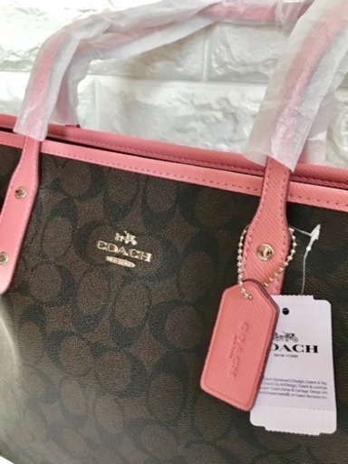 【COACH コーチ】新品♡ シグネチャー トート ブラウン × ベビーピンク