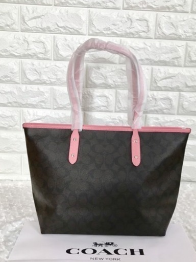 【COACH コーチ】新品♡ シグネチャー トート ブラウン × ベビーピンク