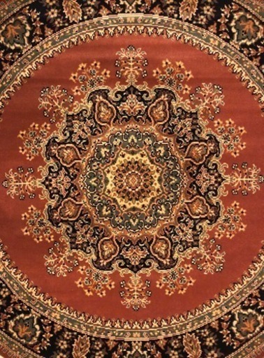 ベルギー製 100%ウール ウィルトン織り 円形 ペルシャ絨毯柄 (マーク 