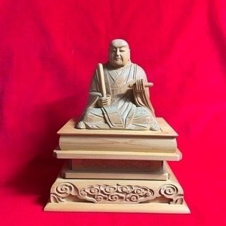 柘植手彫り 日蓮大聖人座像 木彫り 特割価格 11万円 1点もの