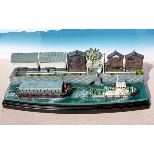 Nゲージ 蔵と運河と運搬船 ジオラマ完成品 模型 ジオコレ