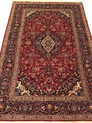 ペルシャ絨毯 ウール&シルク カシャン産 手織り 225×140cm