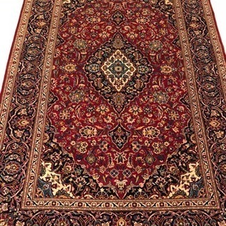 ペルシャ絨毯 ウール&シルク カシャン産 手織り 225×140cm