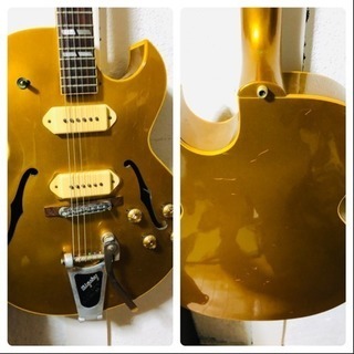 値段下げました！ギブソン USA フルアコ ゴールド色 90年製 ヴィンテージ復刻モデル ピックガード欠品