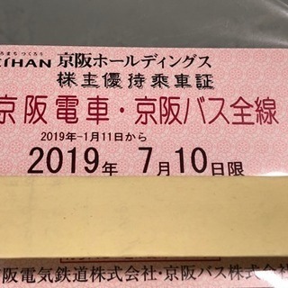 京阪　電車　バス　全線乗り放題　株主優待乗車券　送料込 京阪電車全線 株主優待乗車証 有効期限 2023年1月11日～2023