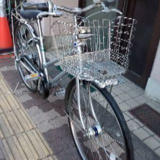 美品☆BRIDGESTONE PREVIO 26吋通学用シティサイクル 内装5段/LED点灯虫/シルバー