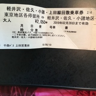高速バス チケット 池袋、練馬駅前〜小諸、佐久、軽井沢