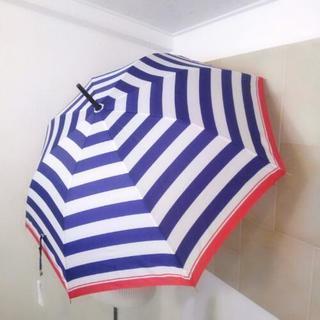 レディース雨傘　ボーダーネイビー