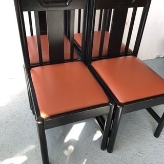 木製椅子 業務用 4脚セット★77890 茶ビニール張
