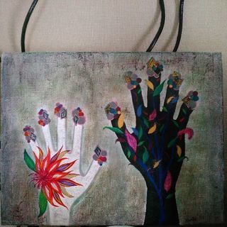 送料込み　キャンバス　f6 ボタニカル　アート　手